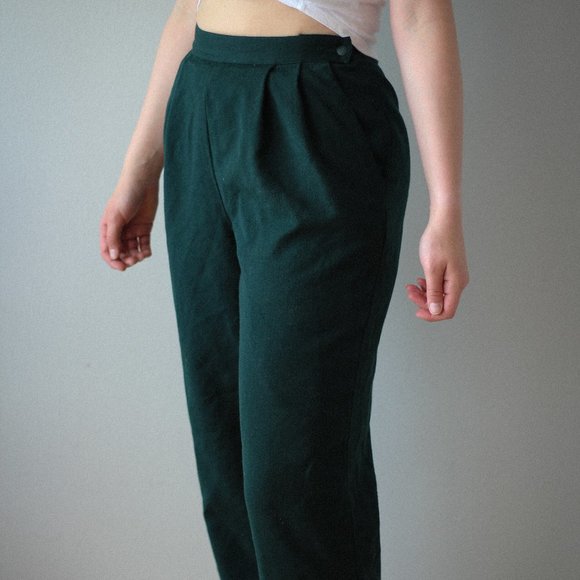 Vintage Green Wool Pants - Picture 2 of 3